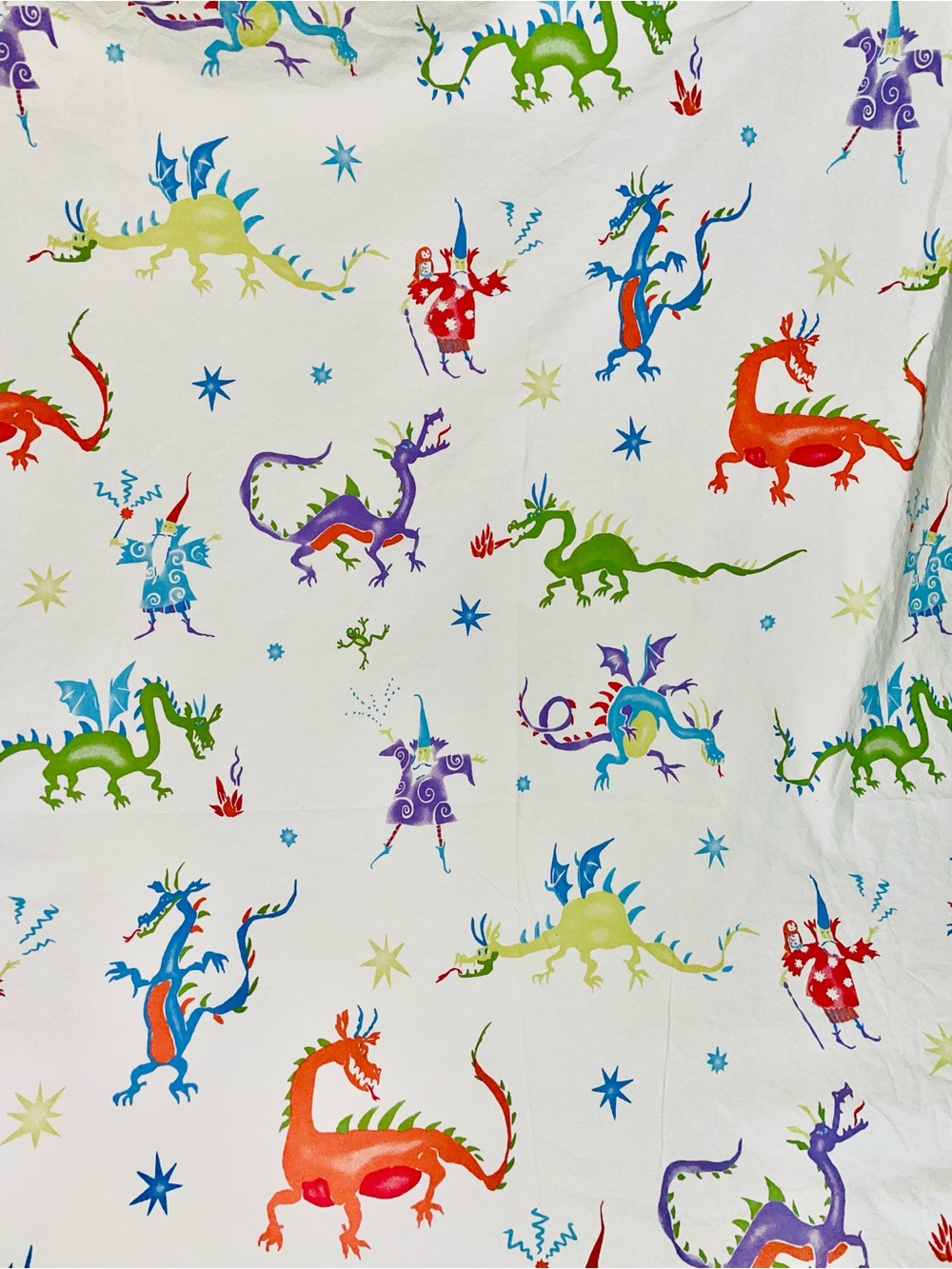 Garner Hill Playful Dragon and Wizard Print Cotton Top Sheet- Full size